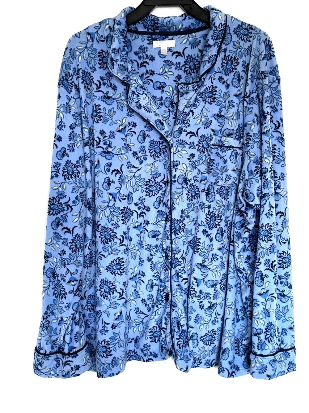 2PC Secret Treasures Plus Pajamas Women’s 3X Blue Floral Long Sleeve Shirt Pants